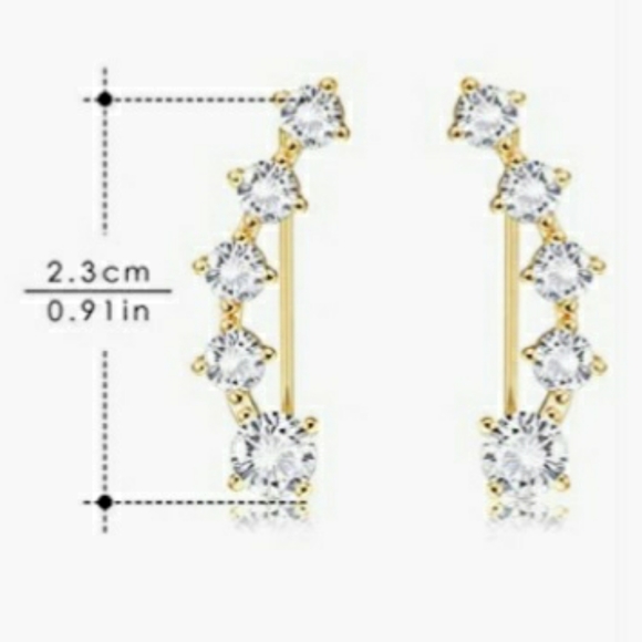 Gold tone hypoallergenic cubic zirconia ar crawler - Picture 3 of 6